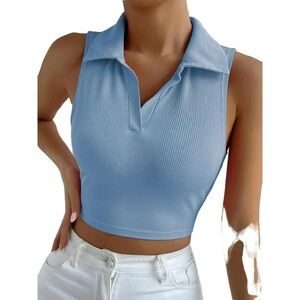 Boohoo | Light Blue Collared Tank Top